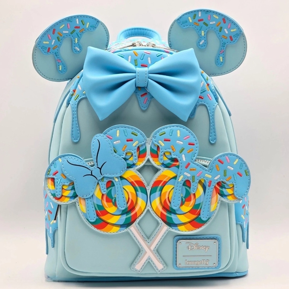 Loungefly Disney Minnie Mouse Lollipop Blue Sprinkle Ears Mini Backpack